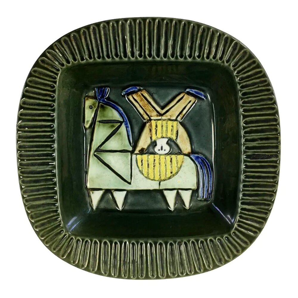 60s LISA LARSON for Gustavsberg "Varieté" Plate Dish Bowl Boy & Horse